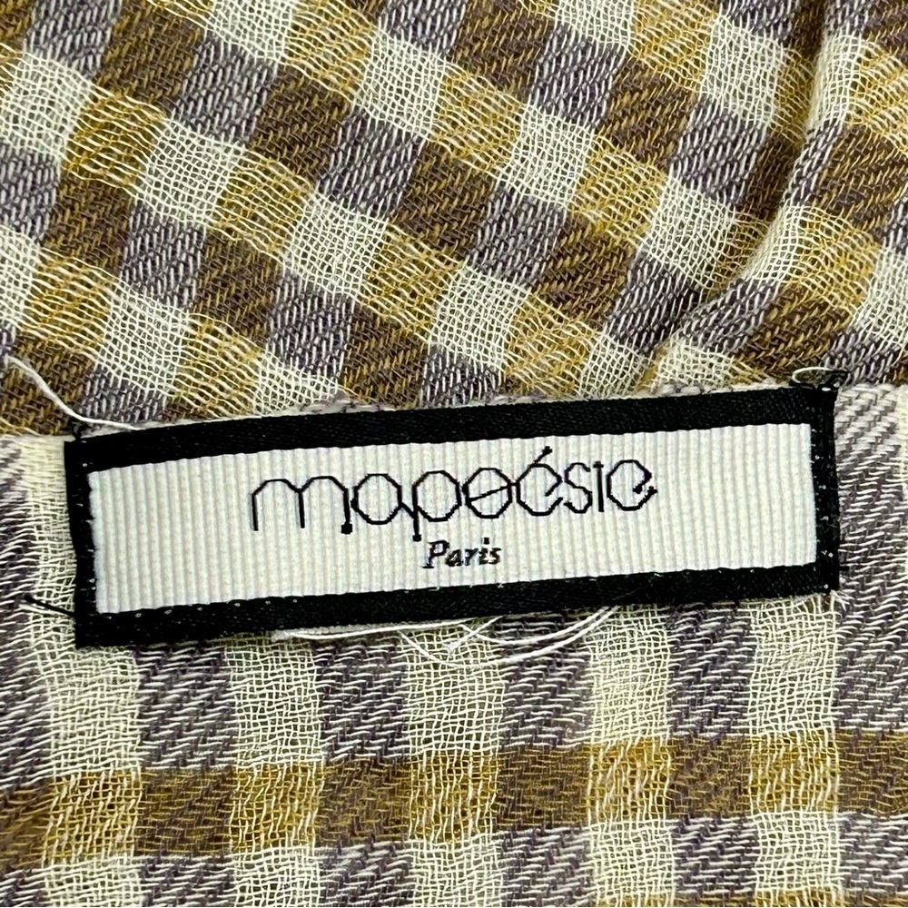 Mapoésie Paris “Sunrise” Checkered Scarf – Yellow Graphic Design - Picture 2 of 2